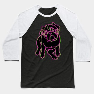 Pug Black Neon Outline 4 Baseball T-Shirt